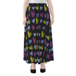 Graffiti Heart Pattern Print Chiffon Maxi Skirt