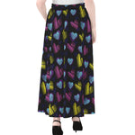 Graffiti Heart Pattern Print Chiffon Maxi Skirt