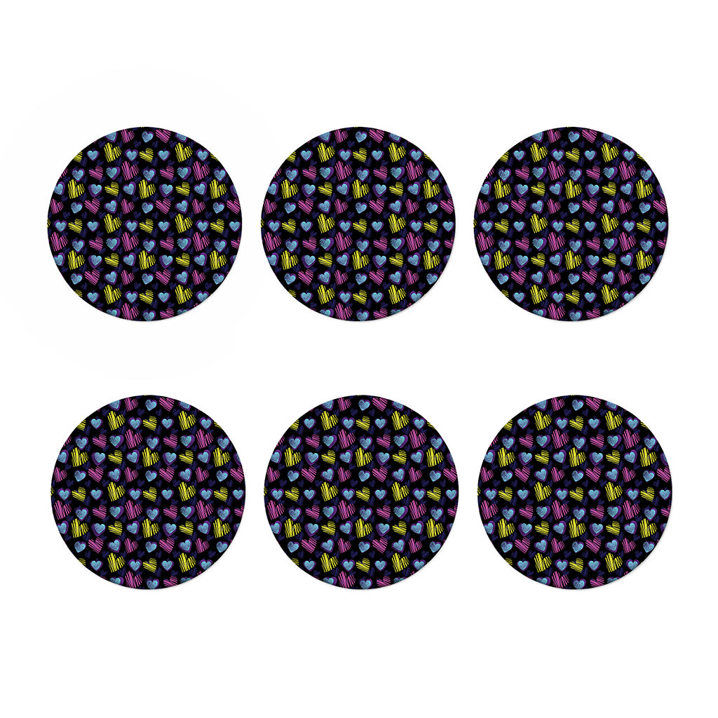 Graffiti Heart Pattern Print Coaster Set