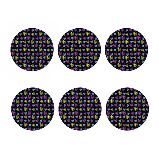 Graffiti Heart Pattern Print Coaster Set