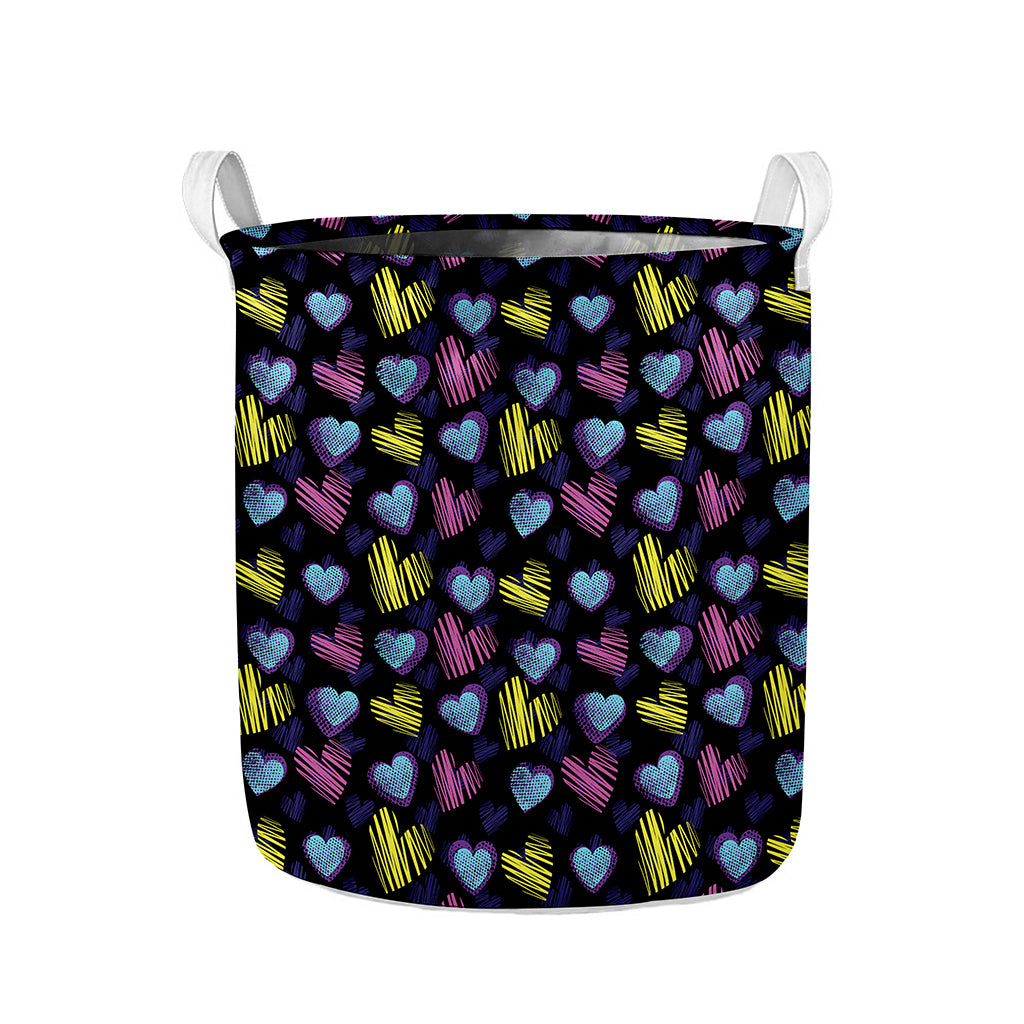 Graffiti Heart Pattern Print Collapsible Laundry Basket