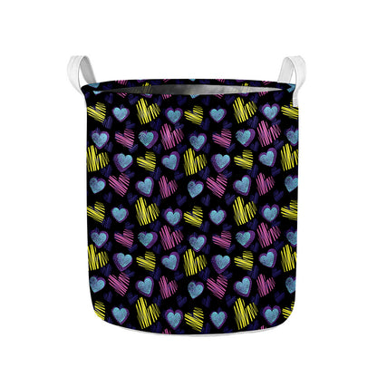 Graffiti Heart Pattern Print Collapsible Laundry Basket