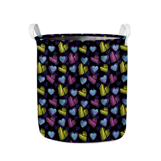 Graffiti Heart Pattern Print Collapsible Laundry Basket