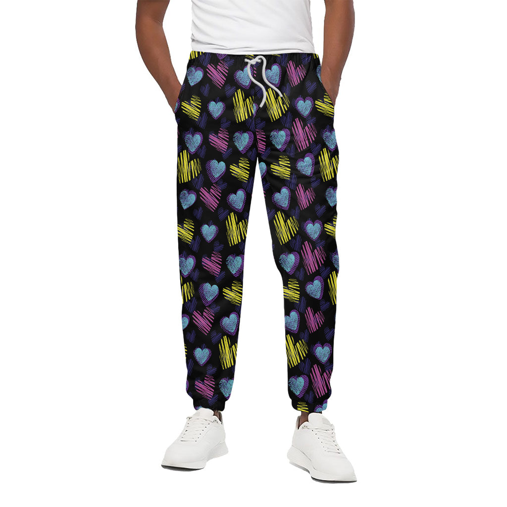 Graffiti Heart Pattern Print Cotton Pants
