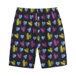Graffiti Heart Pattern Print Cotton Shorts