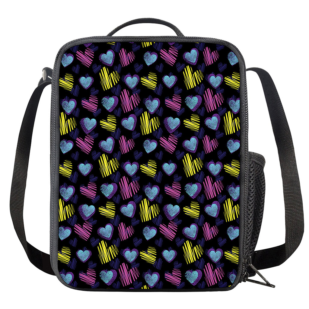 Graffiti Heart Pattern Print Crossbody Lunch Bag