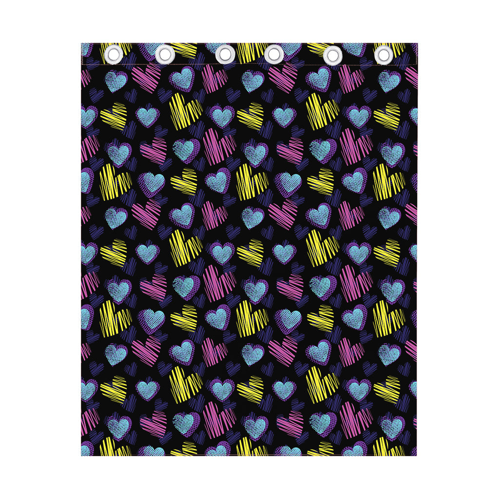 Graffiti Heart Pattern Print Curtain