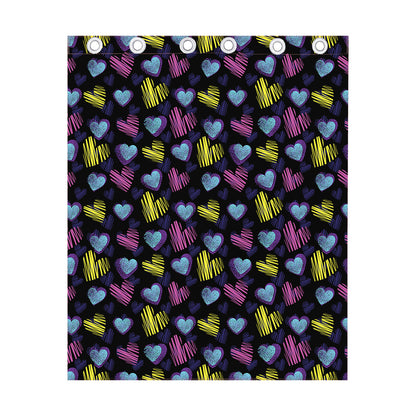 Graffiti Heart Pattern Print Curtain