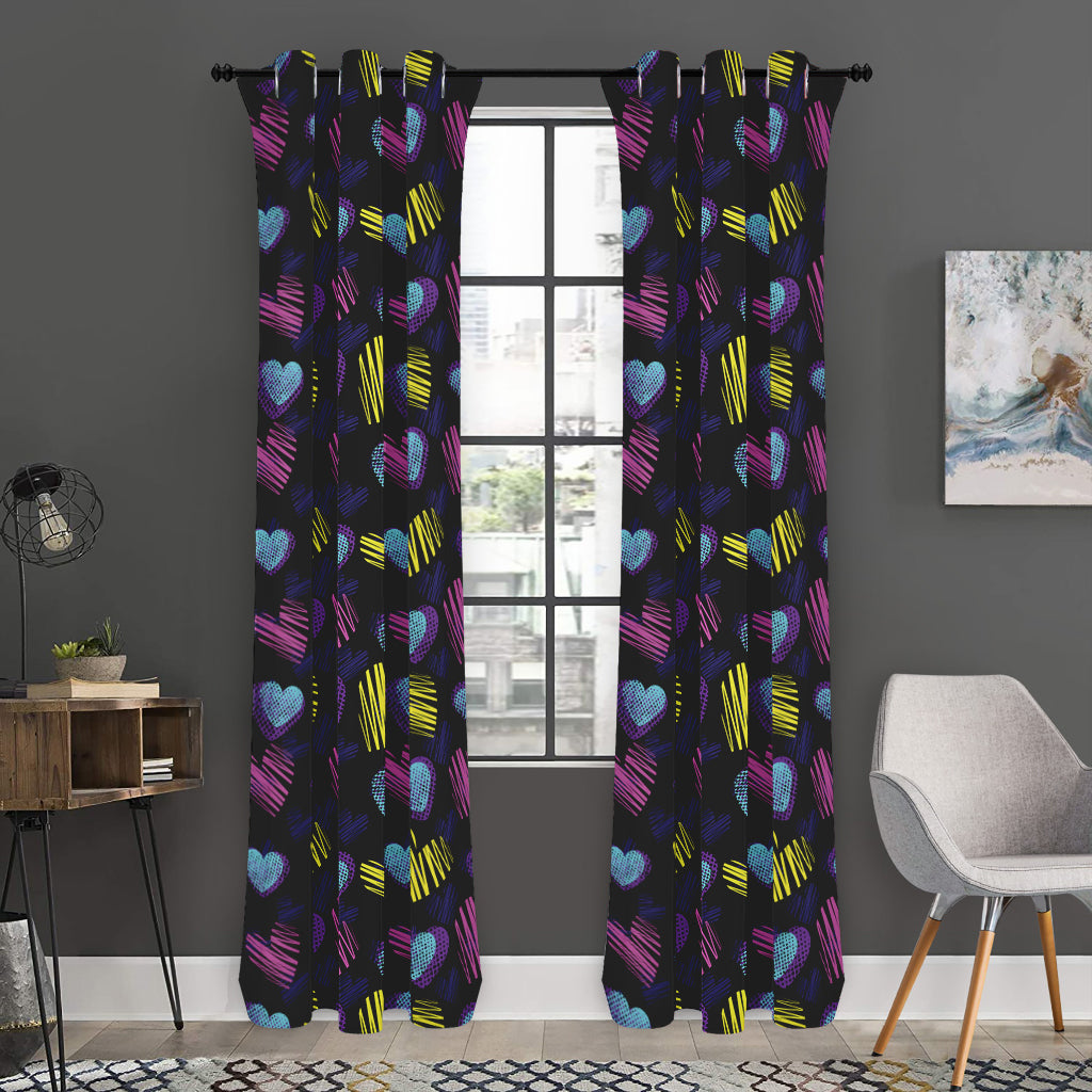 Graffiti Heart Pattern Print Curtain