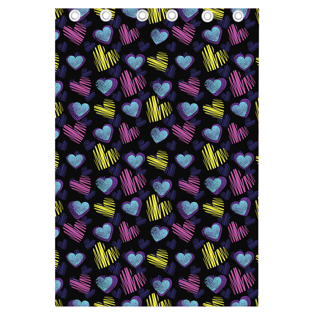 Graffiti Heart Pattern Print Curtain