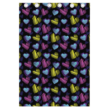 Graffiti Heart Pattern Print Curtain