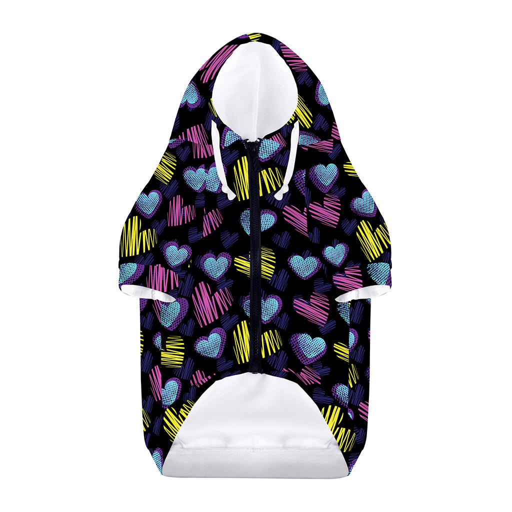 Graffiti Heart Pattern Print Dog Zip Up Hoodie