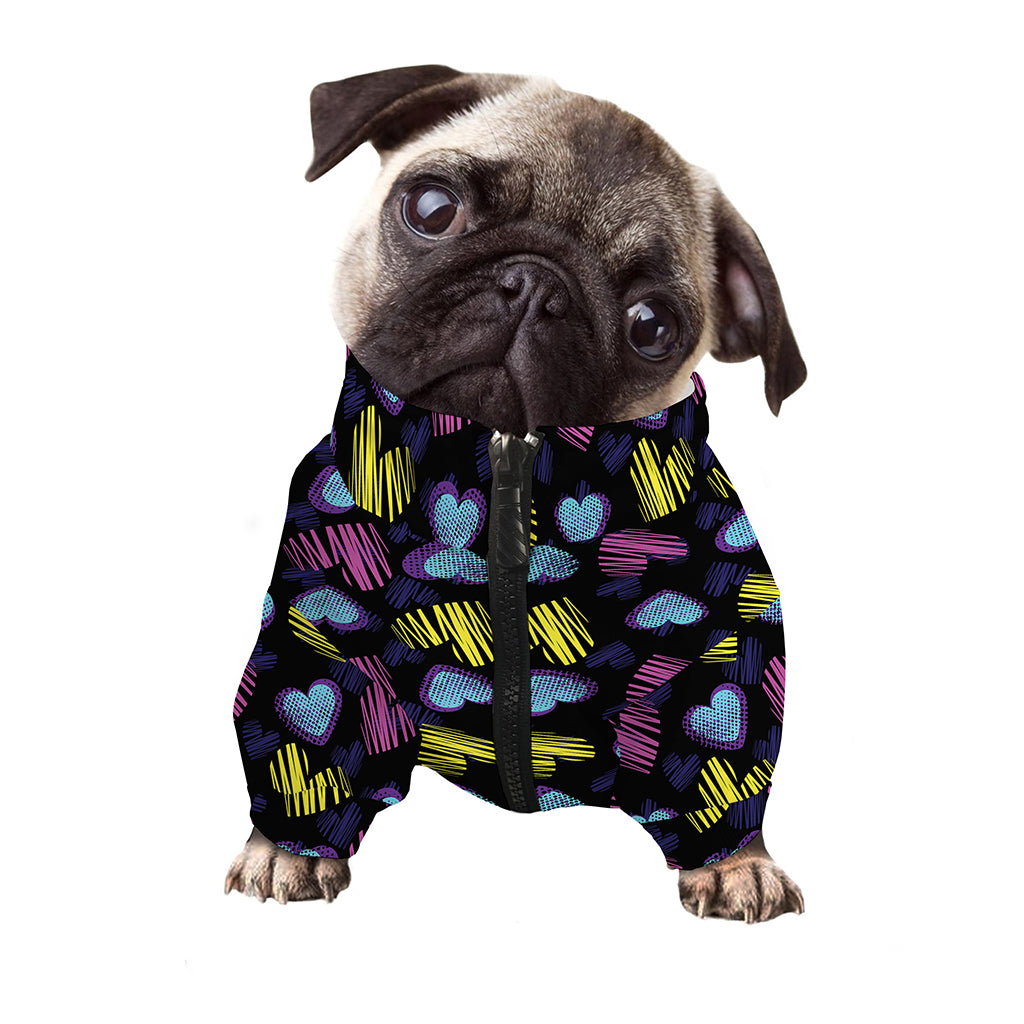 Graffiti Heart Pattern Print Dog Zip Up Jacket