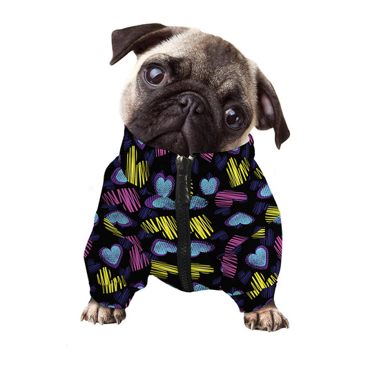 Graffiti Heart Pattern Print Dog Zip Up Jacket