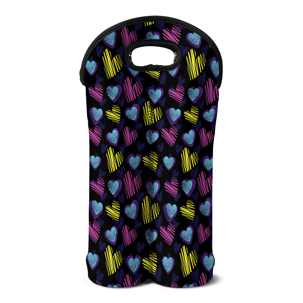 Graffiti Heart Pattern Print Double Neoprene Wine Tote