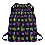Graffiti Heart Pattern Print Drawstring Backpack