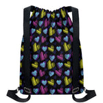 Graffiti Heart Pattern Print Drawstring Backpack