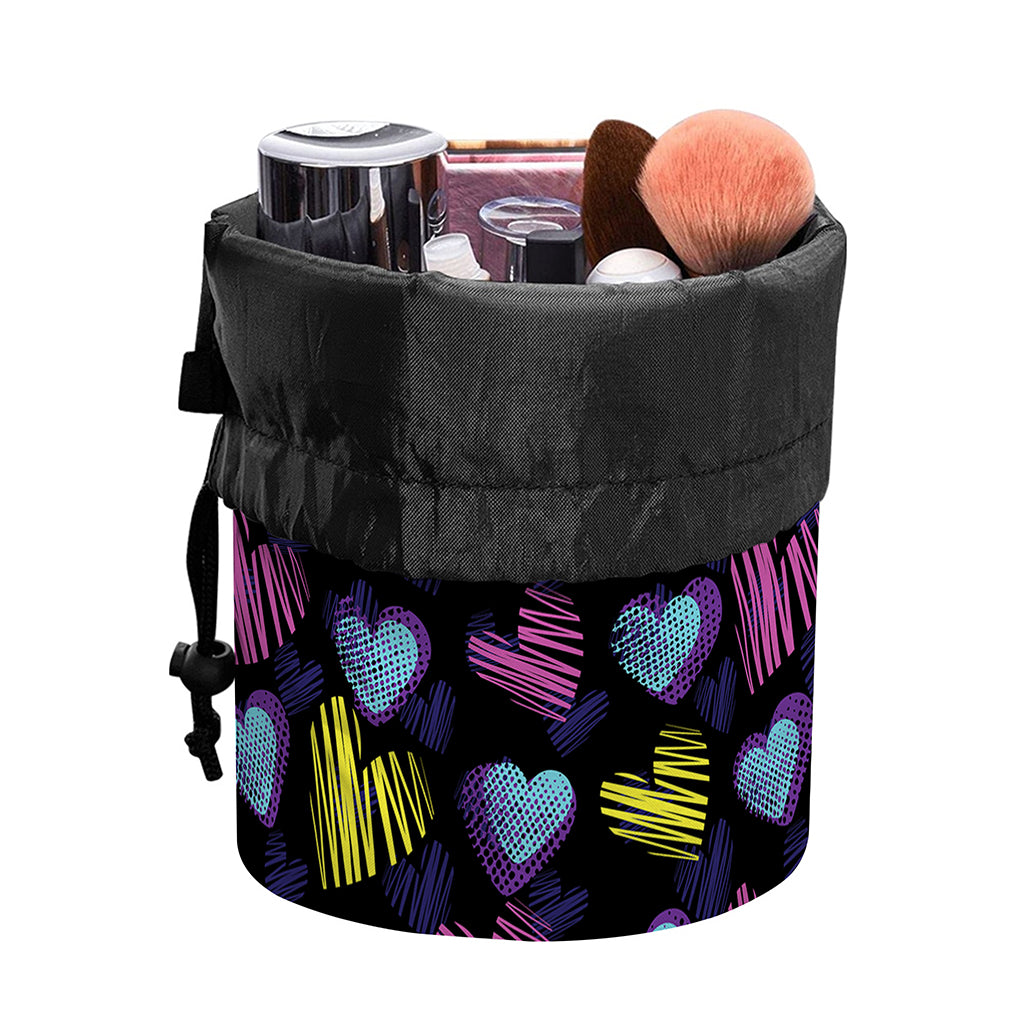 Graffiti Heart Pattern Print Drawstring Makeup Bag