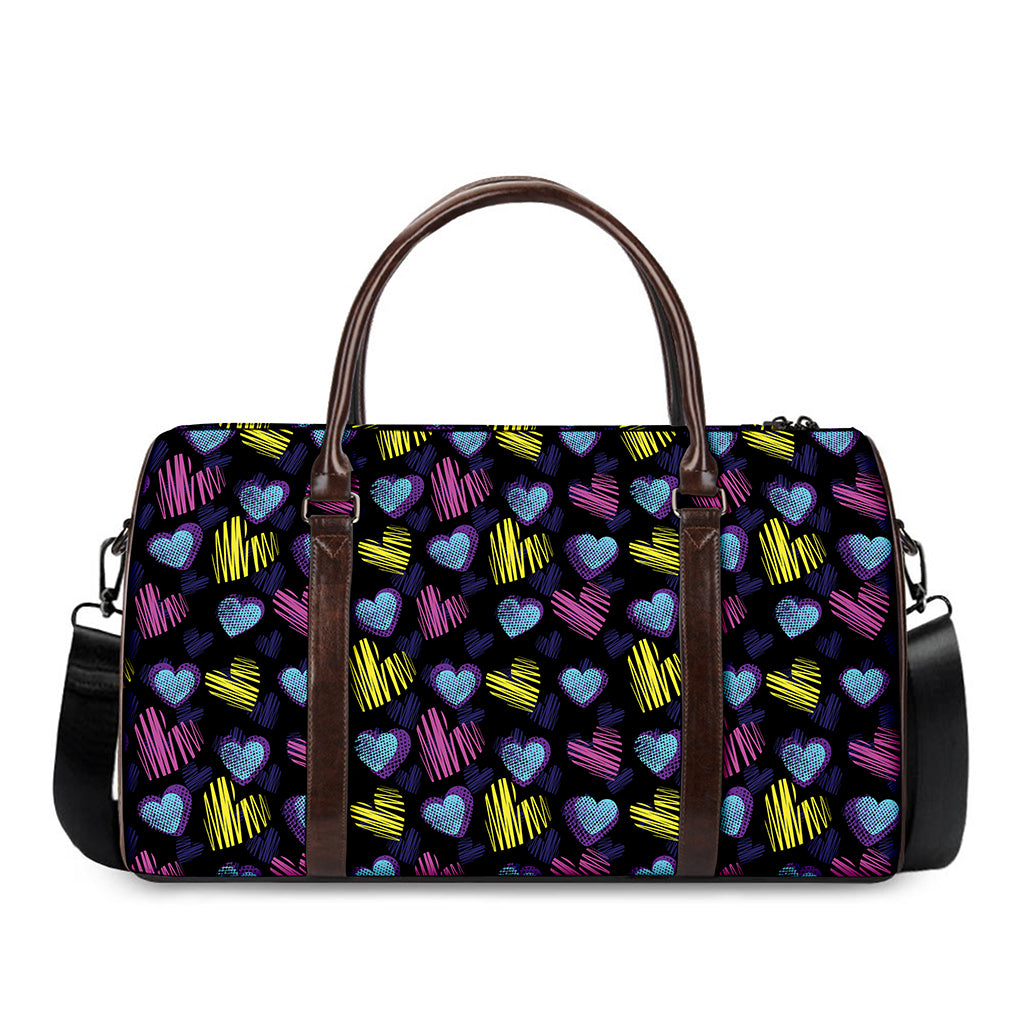 Graffiti Heart Pattern Print Duffle Bag