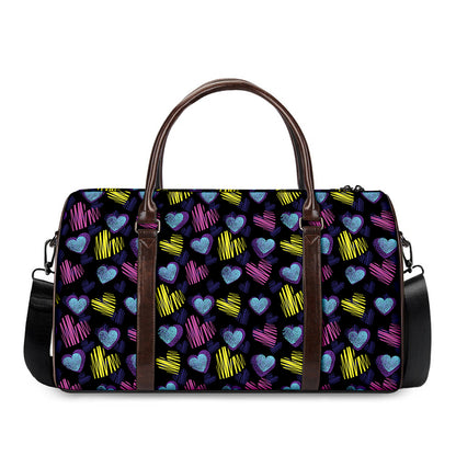 Graffiti Heart Pattern Print Duffle Bag
