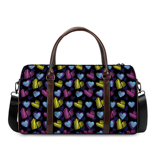 Graffiti Heart Pattern Print Duffle Bag