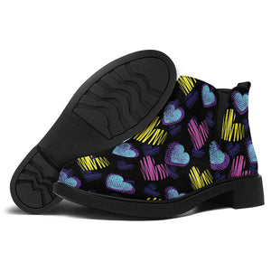 Graffiti Heart Pattern Print Flat Ankle Boots