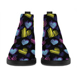 Graffiti Heart Pattern Print Flat Ankle Boots