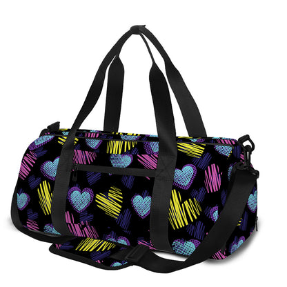 Graffiti Heart Pattern Print Gym Bag
