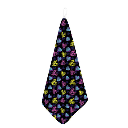 Graffiti Heart Pattern Print Hand Towel