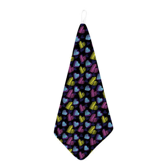 Graffiti Heart Pattern Print Hand Towel