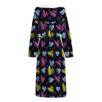 Graffiti Heart Pattern Print Hooded Bathrobe