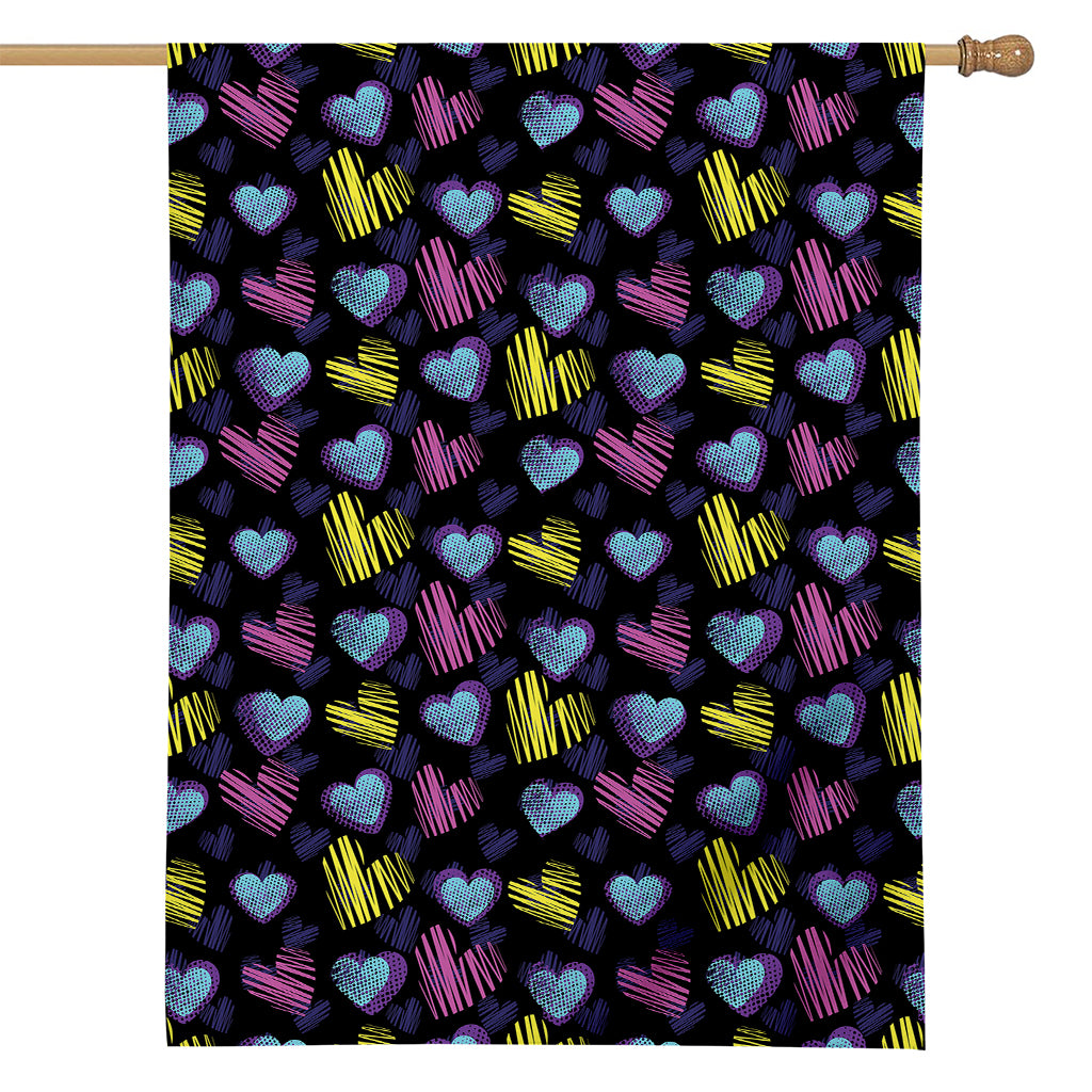 Graffiti Heart Pattern Print House Flag