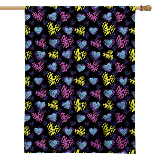 Graffiti Heart Pattern Print House Flag