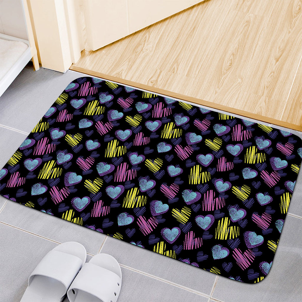 Graffiti Heart Pattern Print Indoor Door Mat