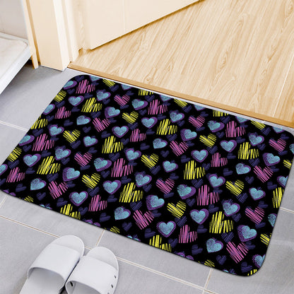 Graffiti Heart Pattern Print Indoor Door Mat