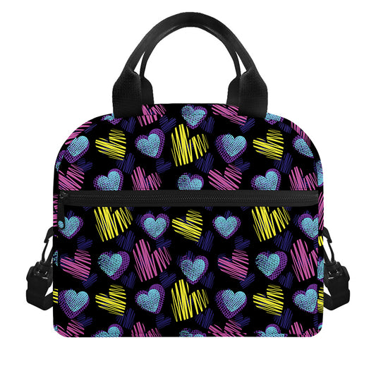 Graffiti Heart Pattern Print Insulated Lunch Bag