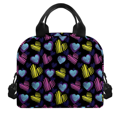 Graffiti Heart Pattern Print Insulated Lunch Bag