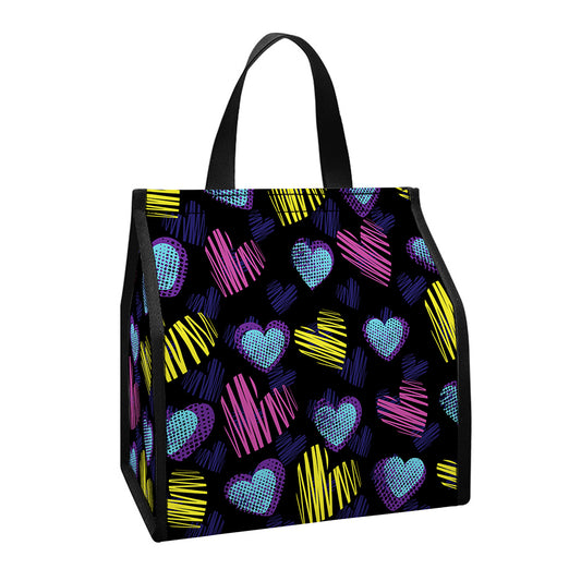 Graffiti Heart Pattern Print Insulated Lunch Tote