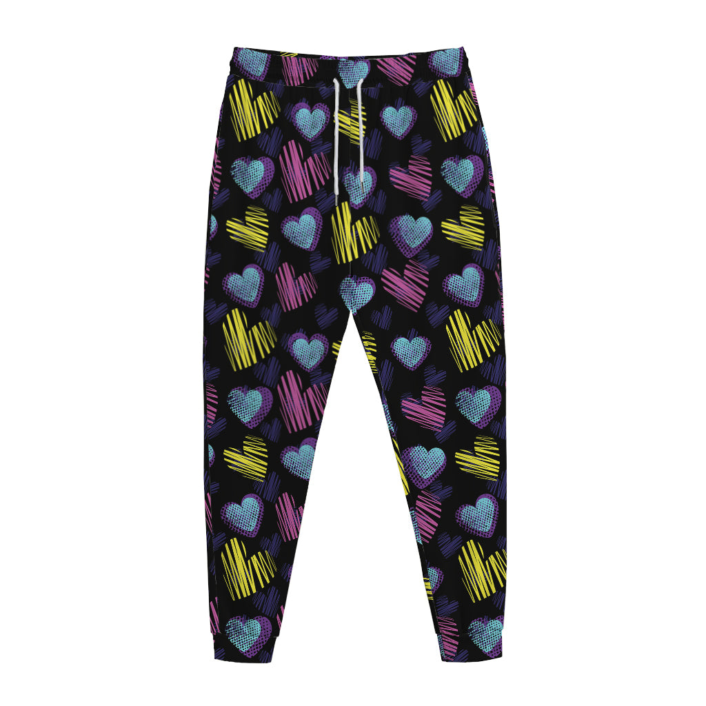 Graffiti Heart Pattern Print Jogger Pants