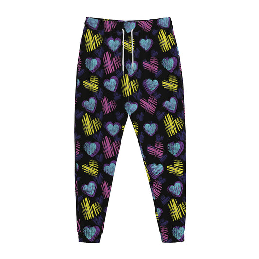 Graffiti Heart Pattern Print Jogger Pants