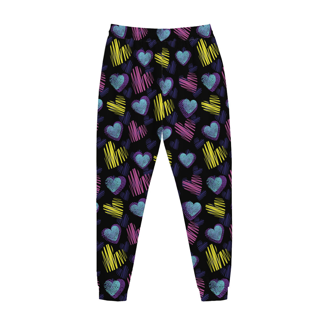 Graffiti Heart Pattern Print Jogger Pants