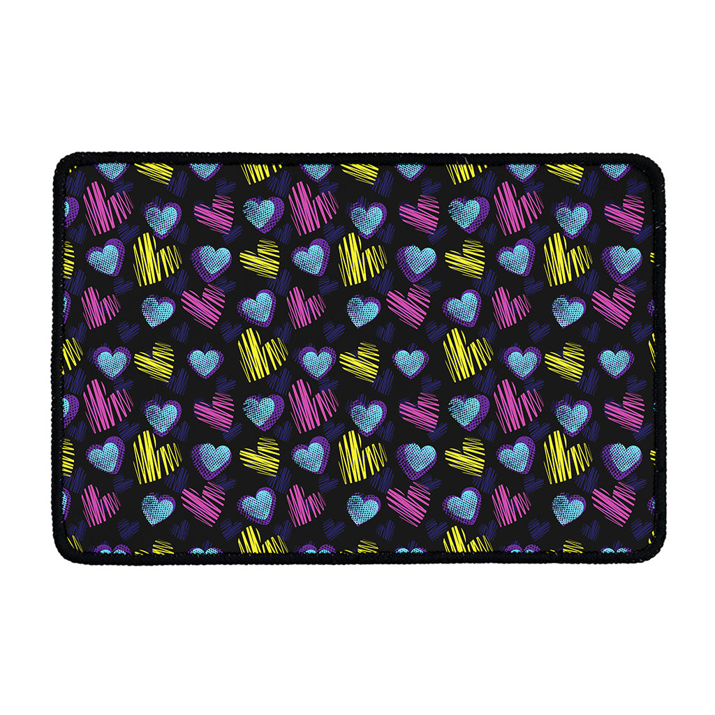 Graffiti Heart Pattern Print Kitchen Mat