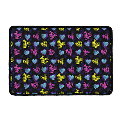 Graffiti Heart Pattern Print Kitchen Mat