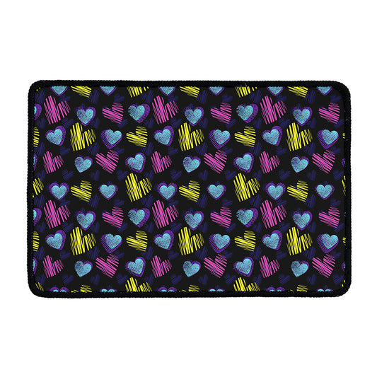 Graffiti Heart Pattern Print Kitchen Mat