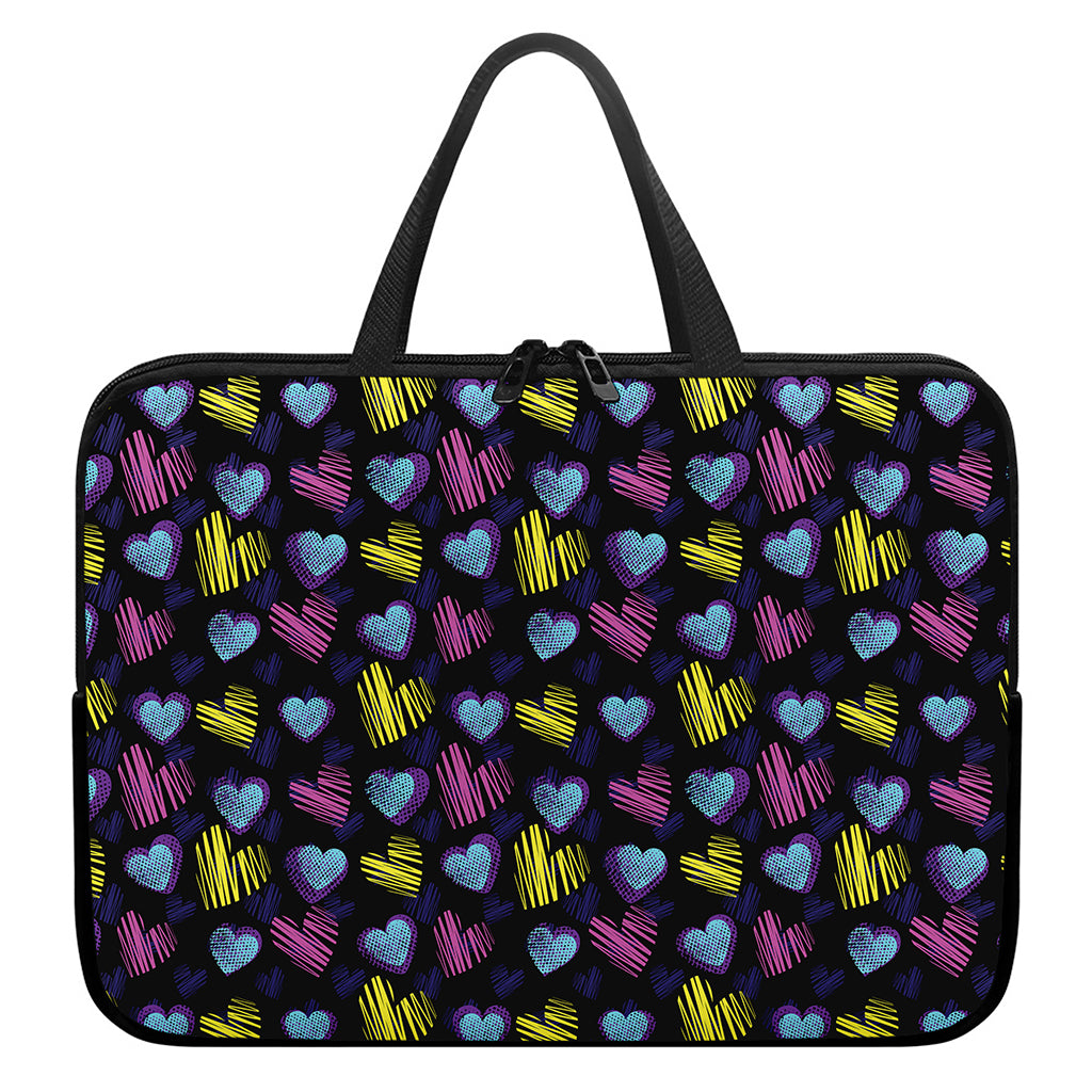 Graffiti Heart Pattern Print Laptop Sleeve With Handle