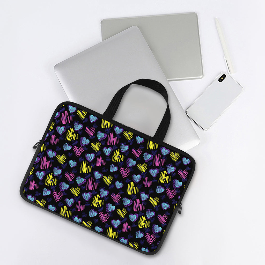 Graffiti Heart Pattern Print Laptop Sleeve With Handle