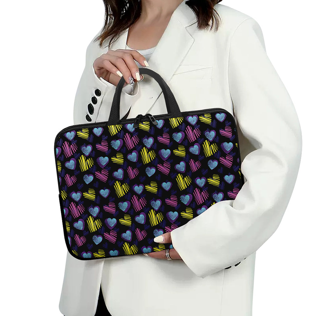 Graffiti Heart Pattern Print Laptop Sleeve With Handle