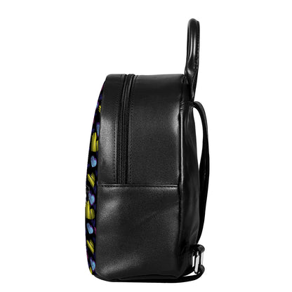 Graffiti Heart Pattern Print Leather Backpack