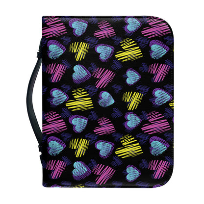 Graffiti Heart Pattern Print Leather Bible Cover