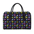 Graffiti Heart Pattern Print Leather Duffel Bag